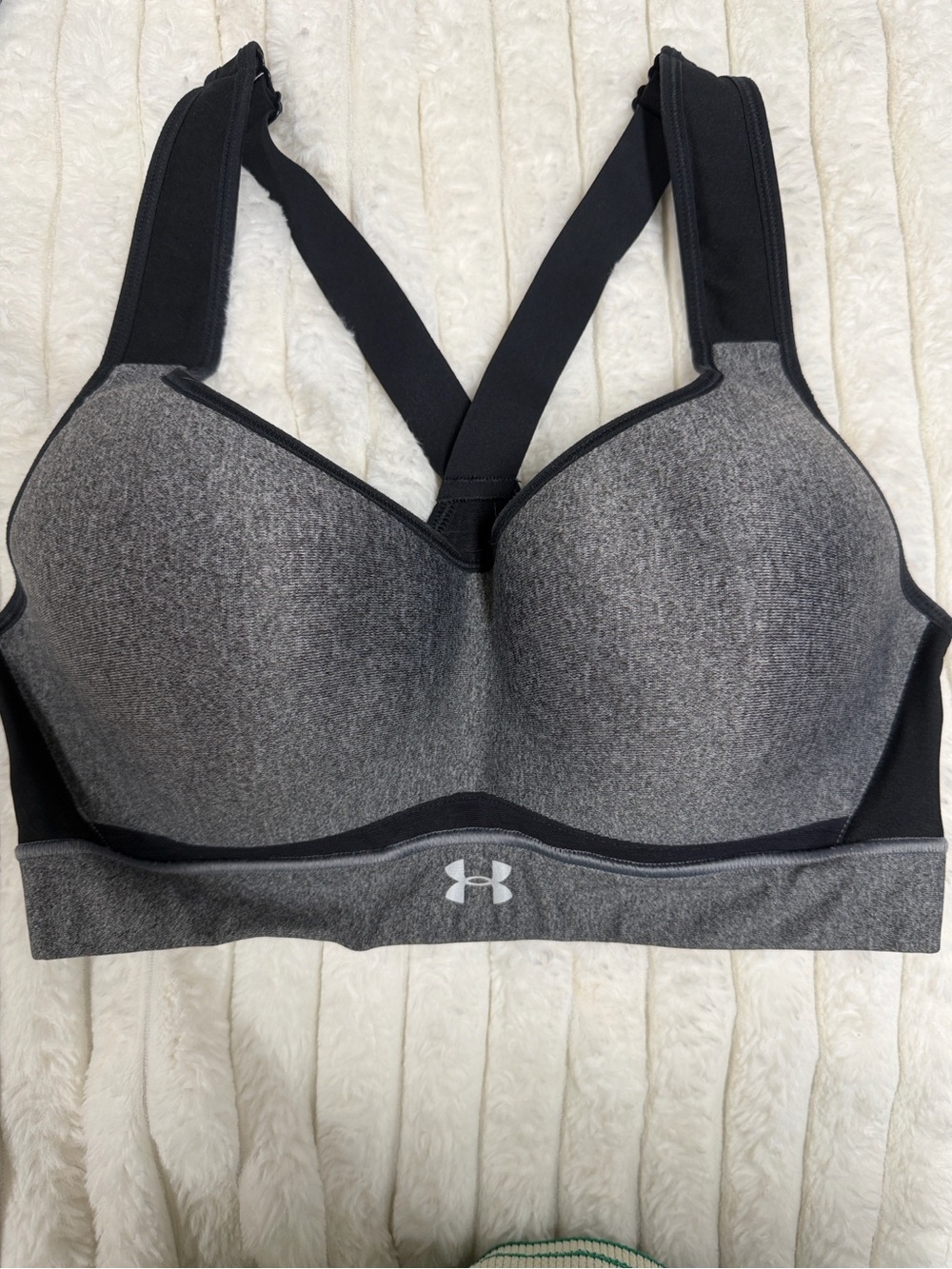 Under Armour Heather Gray & Black Padded High-Support Sports Bra